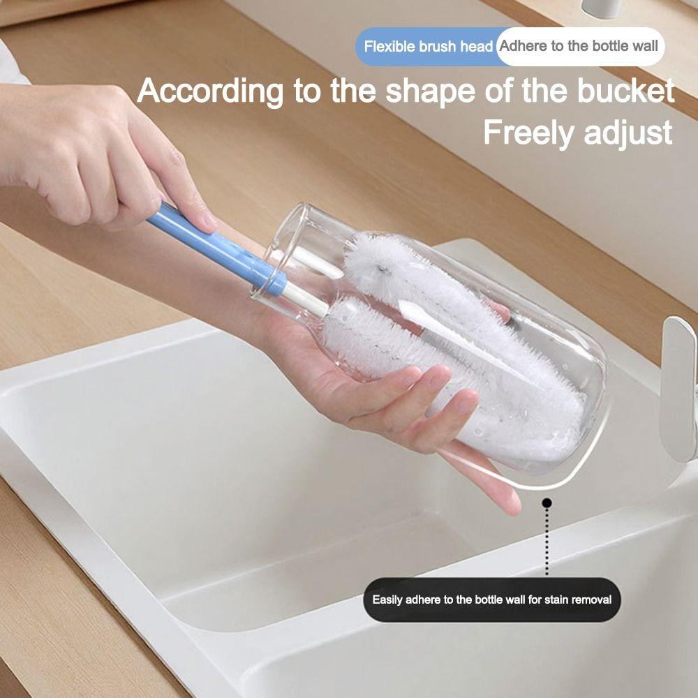 Durable Long Handle Bottle Brush Cleaner Narrow-mouth Flexible Cup Brush No Dead Angles Bottle Brush Kitchen Cleaning Tools