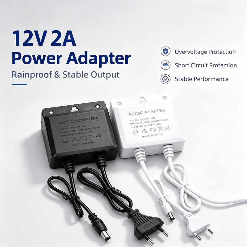 12V 2A Ac Dc Power Adapter Rainproof Shell Surge Protection For Outdoor Cctv Security Camera Systems