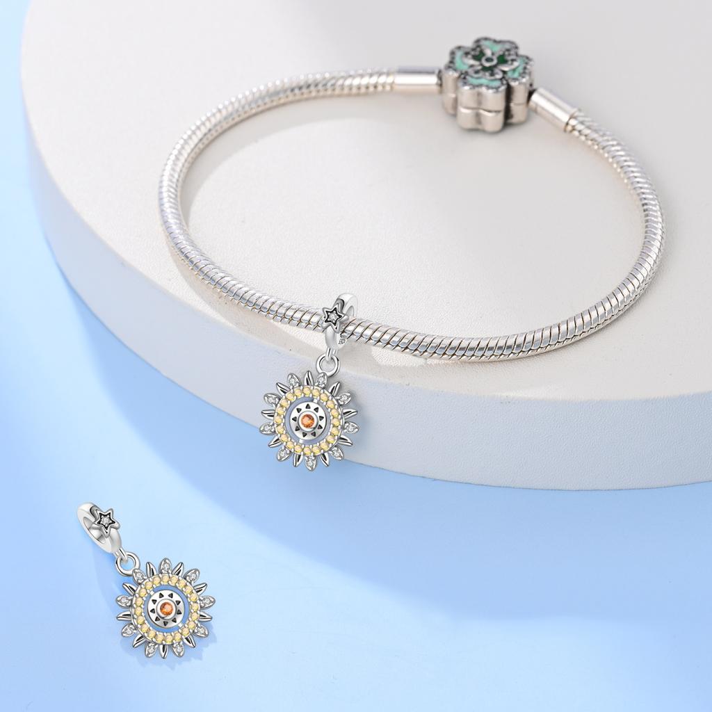 Original Copper Charms Luxury Sun Pendant Star Beads Fit Bracelet Diy Women Making Delicate Gift Jewelry