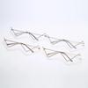Rhinestone Metal No Lens Half Frame Glasses W Shaped Decorative Glasses Frames Sexy Diamond Eye Glasses Fashion Eyewear INS