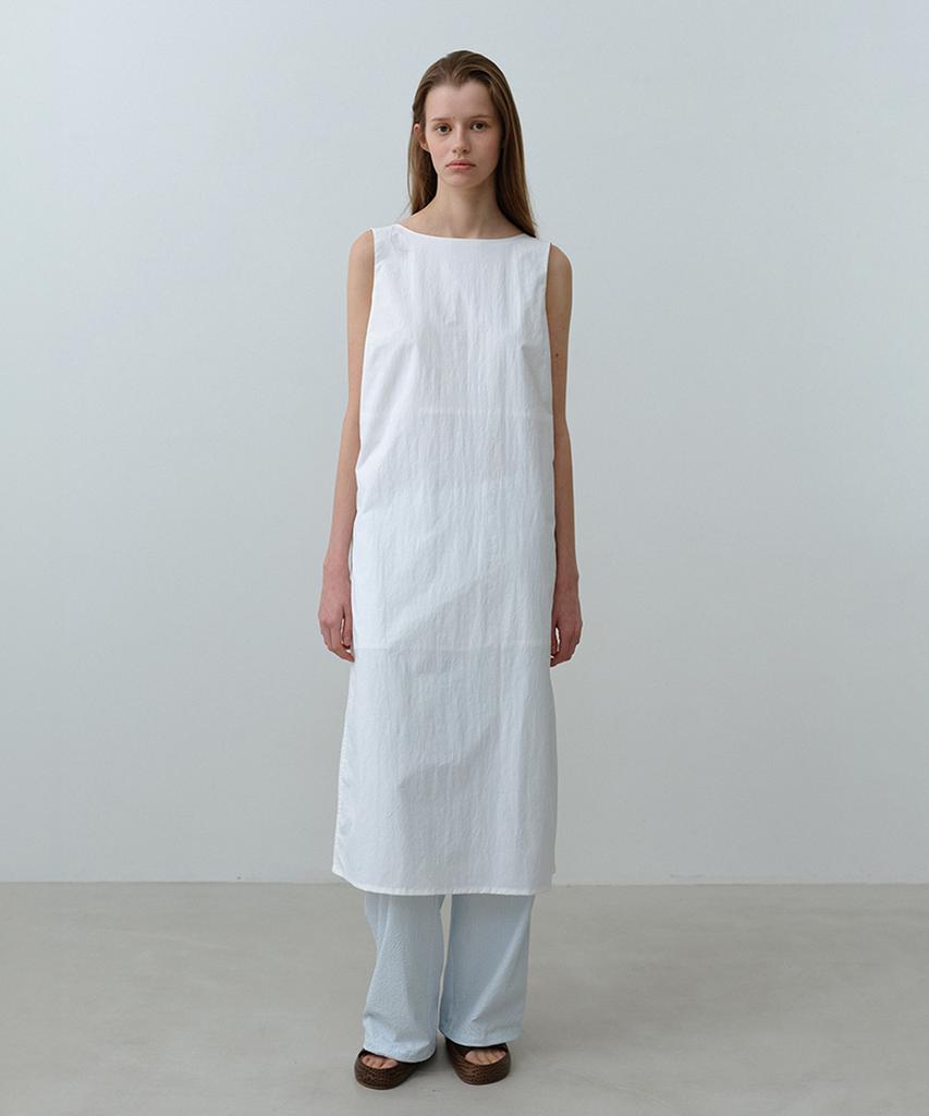 nau W Bamboo Air Boat Neck Dress White