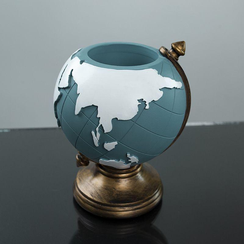 European Retro Globe Pen Holder - Room & Office Decor, Desktop Storage, Student Gift