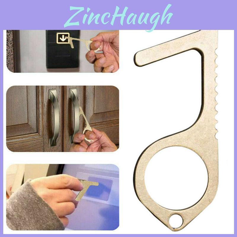 Portable Contactless Safety Door Opener Golden Alloy Key For No Touch Convenience