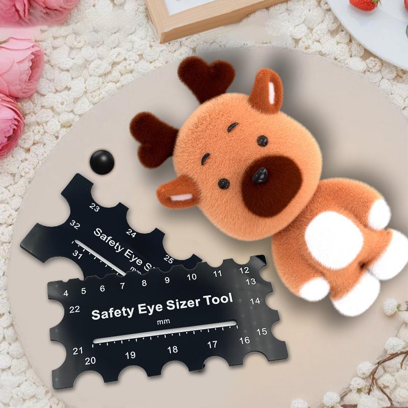 2Pcs Plastic Safety Eyes Sizer Tool, 4~32Mm Diameter Measuring Ruler, Crochet Tool For Diy Craft, Plush Bear Eye Installation, D