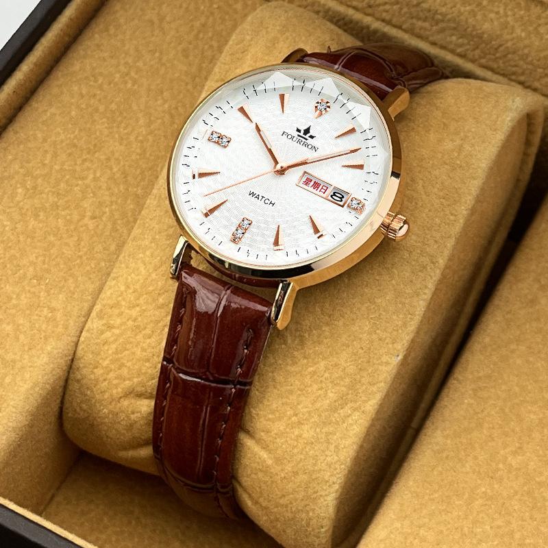 Ladies watch Milan with fashionable and simple thin double calendar diamond-encrusted waterproof women's model