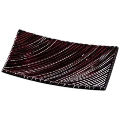 Premium Nigiri Sushi 21cm Shinogi Wave Carved Plate with Akebono Made In Japan J-Kitchens Plate, Lacquer, Shatter-Resistant,