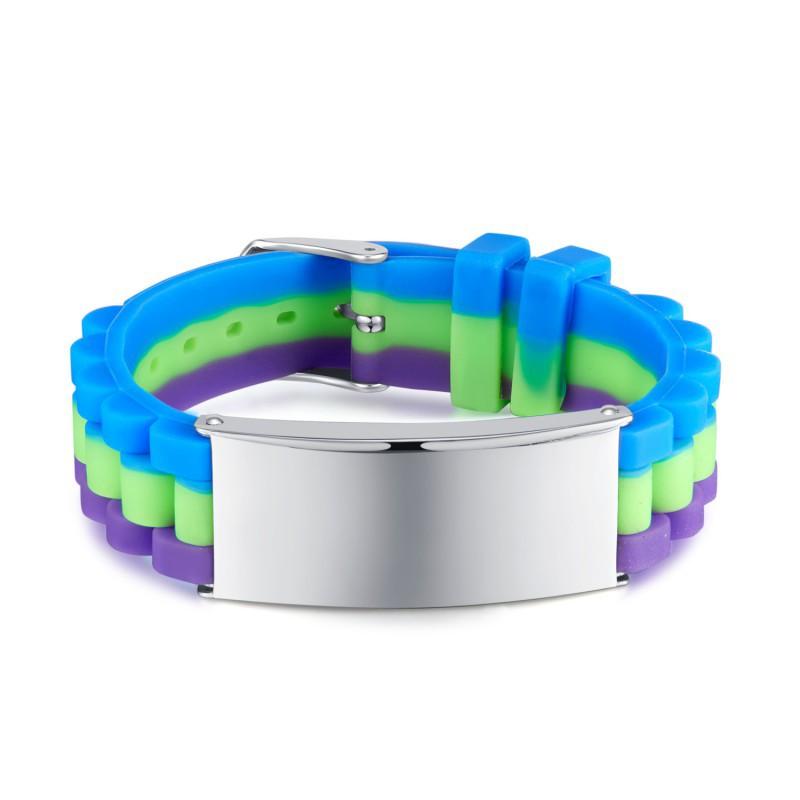 Европейская американская мода Простой цветной силиконовый браслет Нержавеющая сталь Персонализированный Гладкий Мульти Мужчины