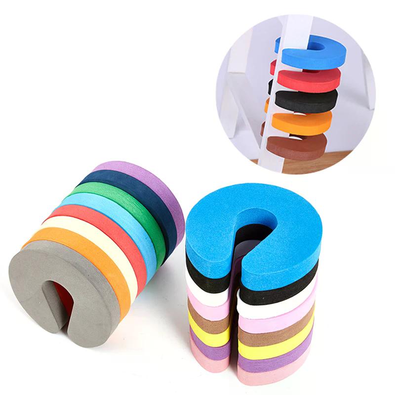 5Pcs Safety Finger Safe Soft Foam Door Stopper Locks For Children Protection EVA C Shape Security Cabinet Locks Door Clip