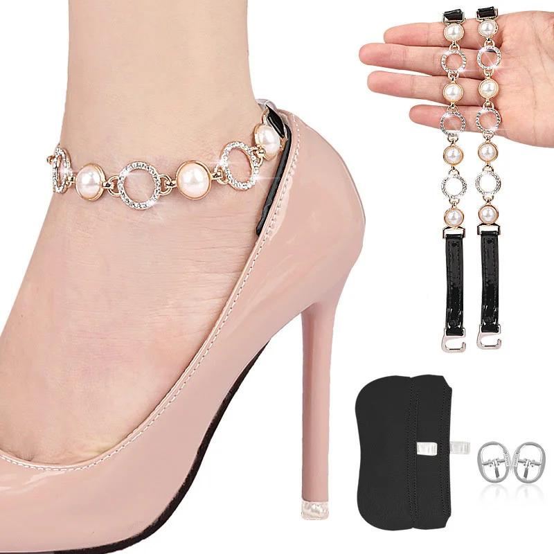 1 Pair High Heels Binding Shoelace Holding Loose Anti-skid Straps Fashion Little Daisy Rhinestone Shoes Band Shoe Accessories