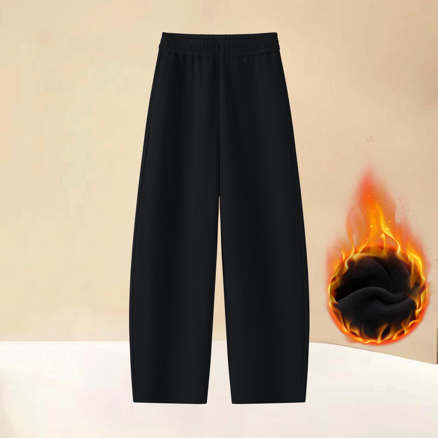 

Women s Wide-Leg Scimitar Pants - Plus Velvet Thickened Casual Sweatpants for Autumn/Winter, Douyin Style. 3XL