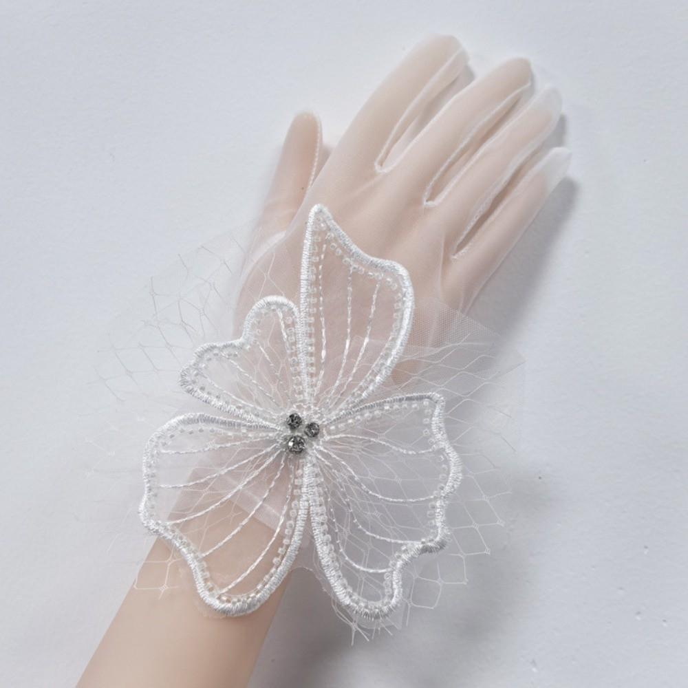 1Pairs Breathable Wedding Bridal Gloves Mesh Tulle Gloves New Bridal Gown Mittens  Party Dress