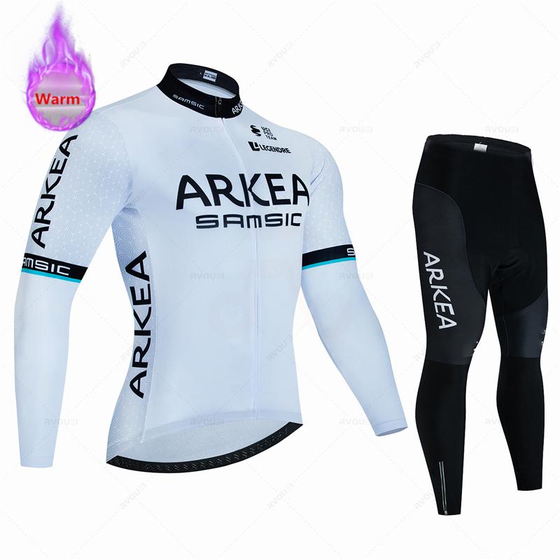 Arkea-Thermal Fleece Cycling Jersey Set, Bicycle Clothing, Outdoor Bike Clothes, MTB Ropa Ciclismo, Bib Pants Set, Winter