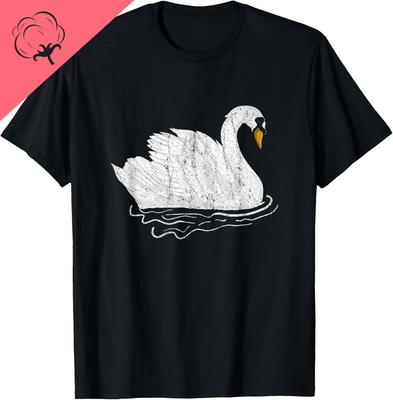 Pretty Wildlife Bird Beautiful Animal Lake Swan TShirt Breathable and Comfortable Cotton Graphic T Shirts Camiseta Hombre