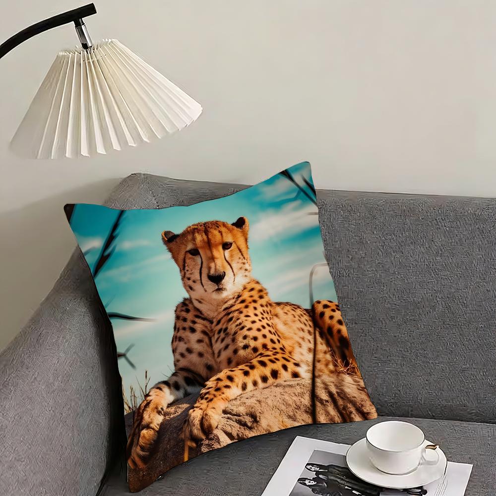 Leopard Cool Cushion Cover Pillowcase Ultra Soft Skin Friendly Fabric Cloud Like Comfort  Concealed Zipper