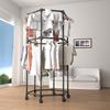 Freestanding Indoor Rolling Clothes and Coat Rack with Hanger and Drying Features