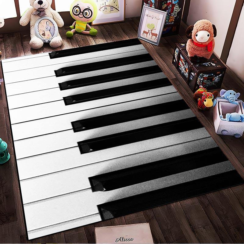 Klaviertastatur Design Teppich für Wohnzimmer oder Musikstudio Dekor Geeignet für den Einsatz als Anti-Rutsch-Matte für Wohnzimmer Schlafzimmer Sofas