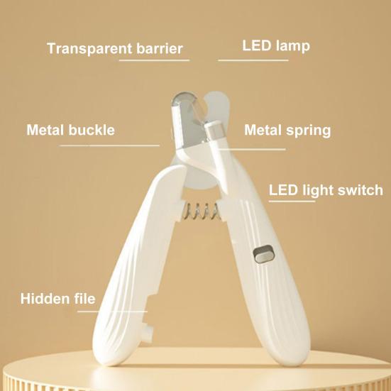 Dog Nail Clippers with Light Cat Nail Trimmer with Silent Grinder Splash Guard Portable