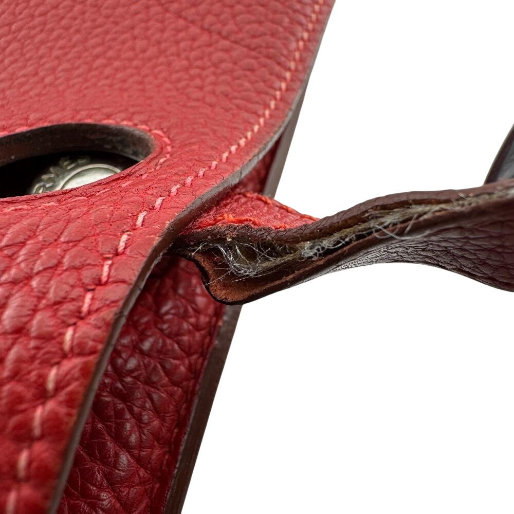 HERMES Bifold Wallet Taurillon Clemence Dogon GM Purse Red Taurillon Clemence Used
