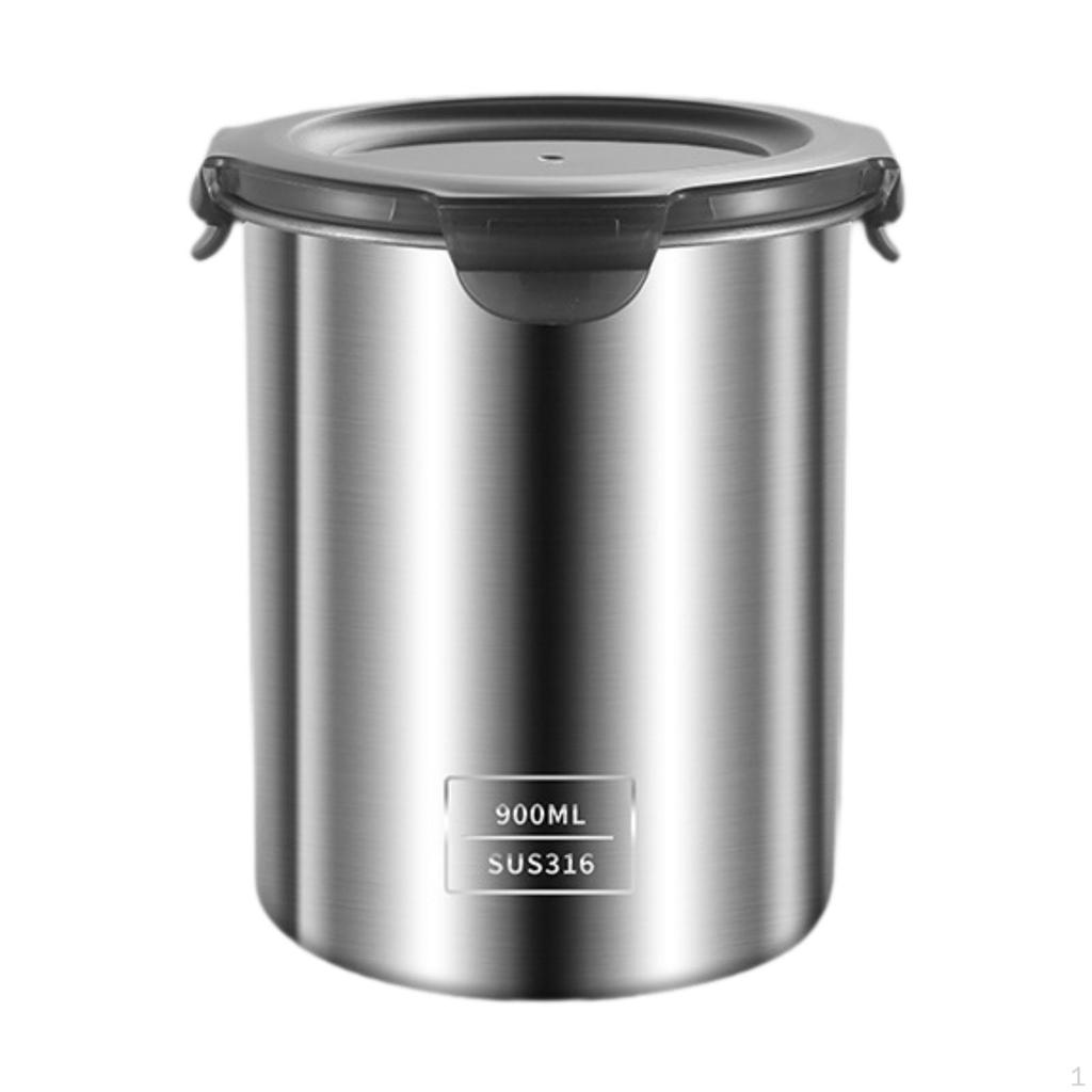 Food Storage Canister Portable Multipurpose Stainless Steel Sealed Jar for Tea