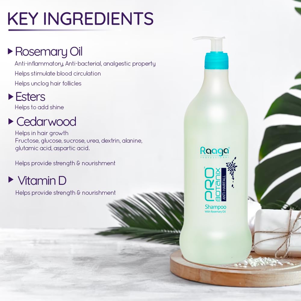 Raaga Professional Pro Botanix Strengthening Shampoo For Breakage Control, Daily Unisex Care, Gentle Cleanse, 1 L