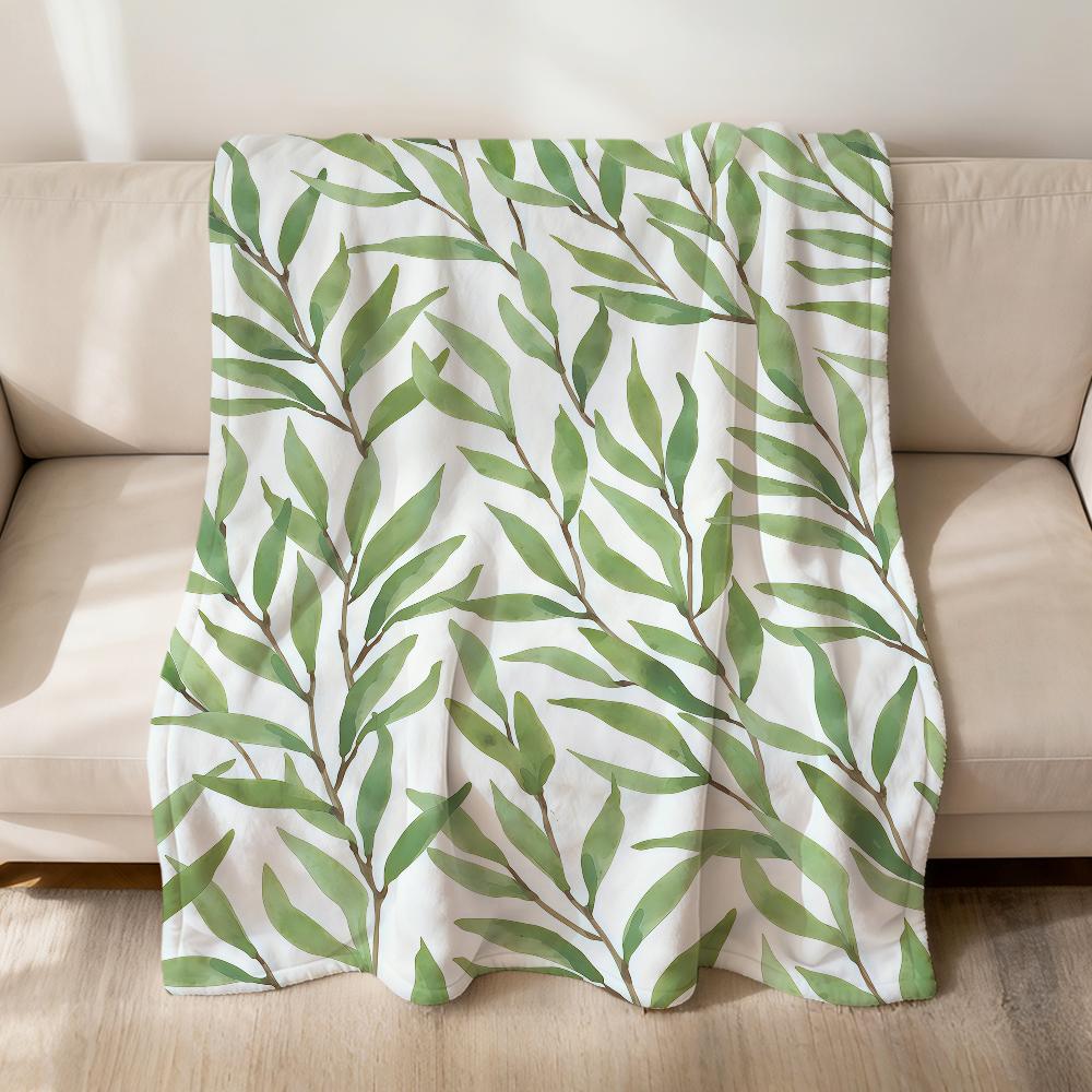 Fashion Willow Leaf Art Modern Flannel Soft Warm Plush Blanket For Sofa Living Room Pet Hogar Bedroom Gift Home Car Portable