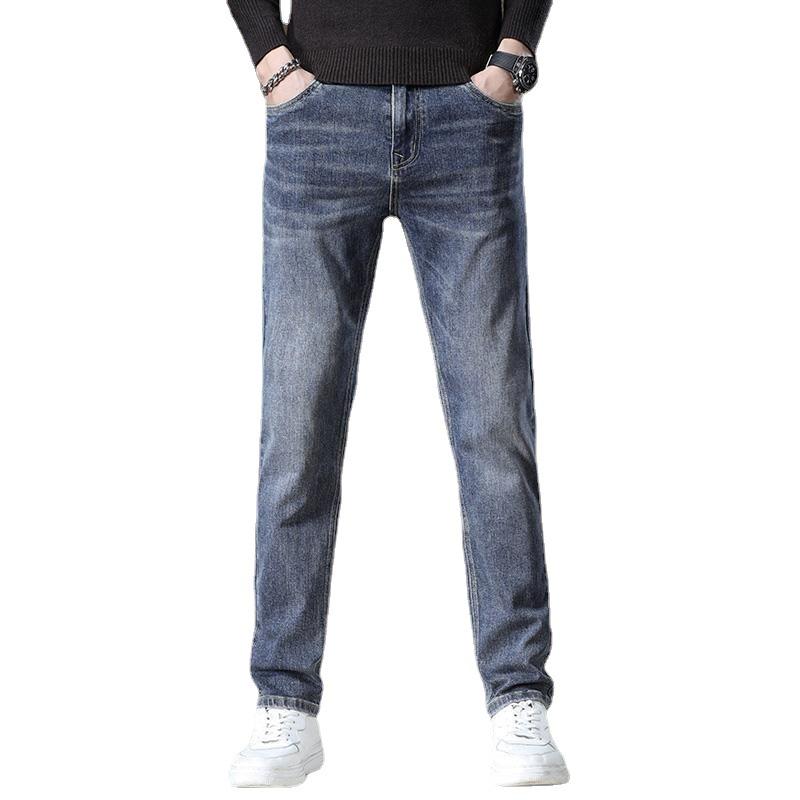 2024 Spring And Autumn New Versatile Jeans Men'S Loose Straight Tube Trendy Brand Business Elastic Casual Pants