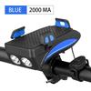 Staffa per telefono cellulare Power Bank da 2000/4000 mAh con altoparlante per luce anteriore per bicicletta, corno per guida all'aperto