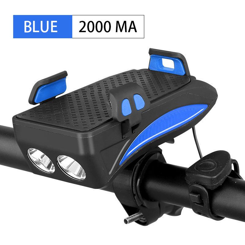Staffa per telefono cellulare Power Bank da 2000/4000 mAh con altoparlante per luce anteriore per bicicletta, corno per guida all'aperto
