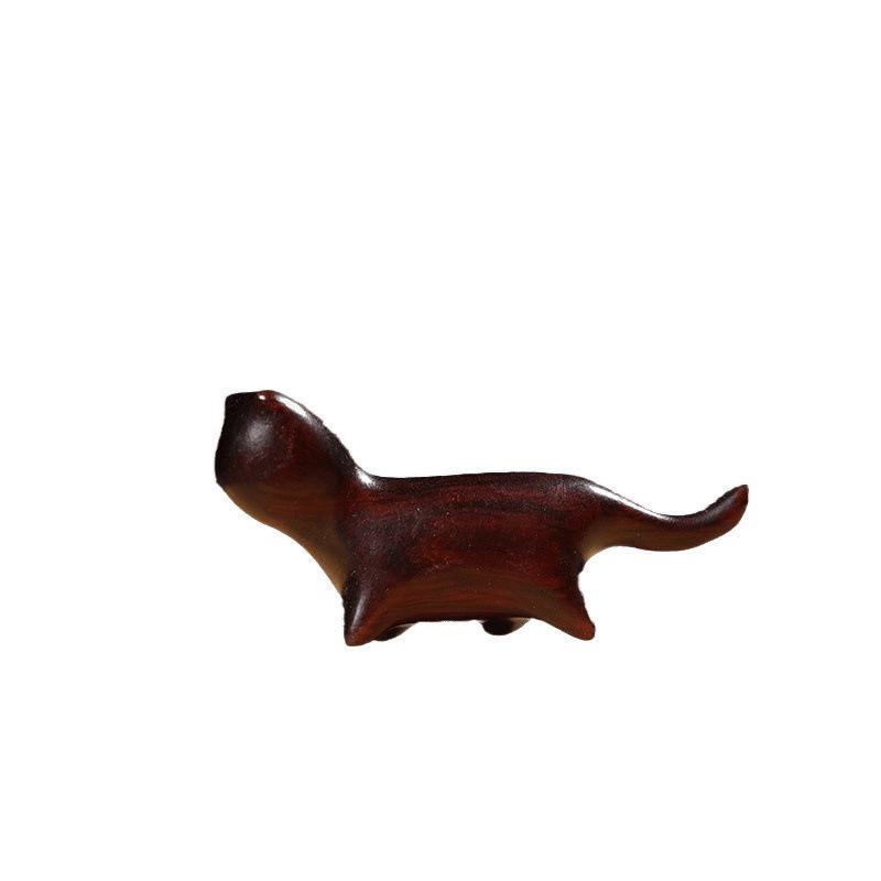 Rosewood Cat Ornament: Cute Solid Wood Figurine - Creative Birthday Gift