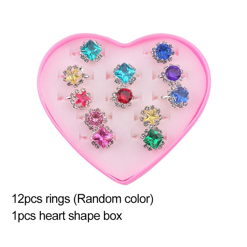 Imitation Diamond Rings Toys Adjustable Rings for Pretend Play Makeup Toys for Girls Crystal Jewelry Alloy Rings Gifts for Girls