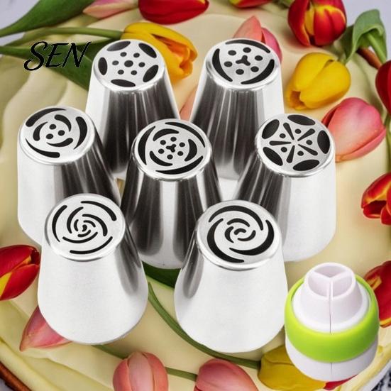 Bakery Supplies for Home Bakers 7PCS Russian Piping Tips Set, Stainless Steel Cake Decorating Easy Frosting Nozzles Cakes Nozzles, Baking Wedding