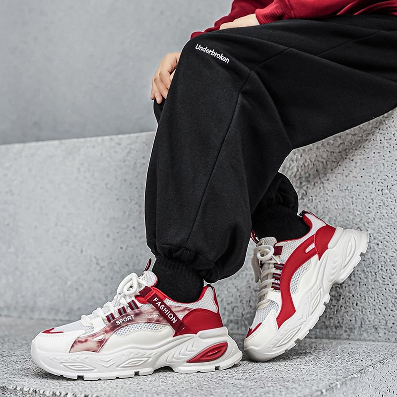Chunky sneakers four seasons men's breathable light soft sole non slip comfort outdoor running shoes versatile casual sport shoe