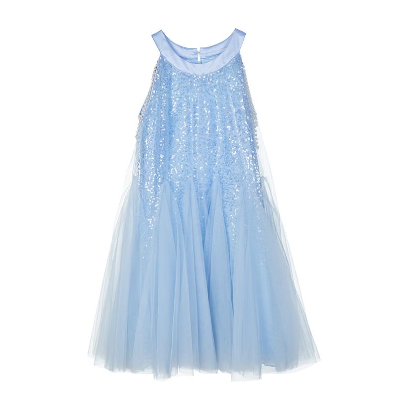 Fulomi Girls' Sweet Halter Neck Mesh Princess Dress