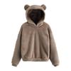 Cozy Women Teddy Bear Ear Hoodie Warm Fleece Plush Sweatshirt Long Sleeve Hooded Pullover