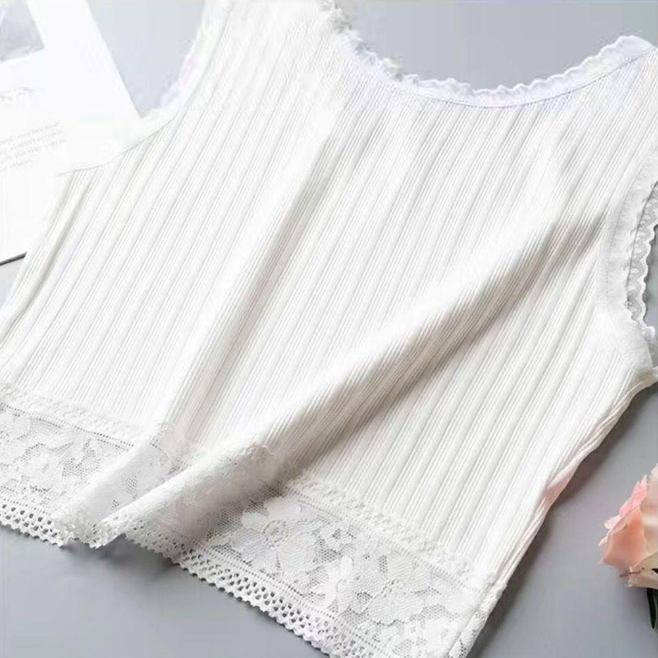 Umbilical Lace Modal Strap Tank Top Versatile Outerwear Sleeveless Short Slim Fit Top for Women