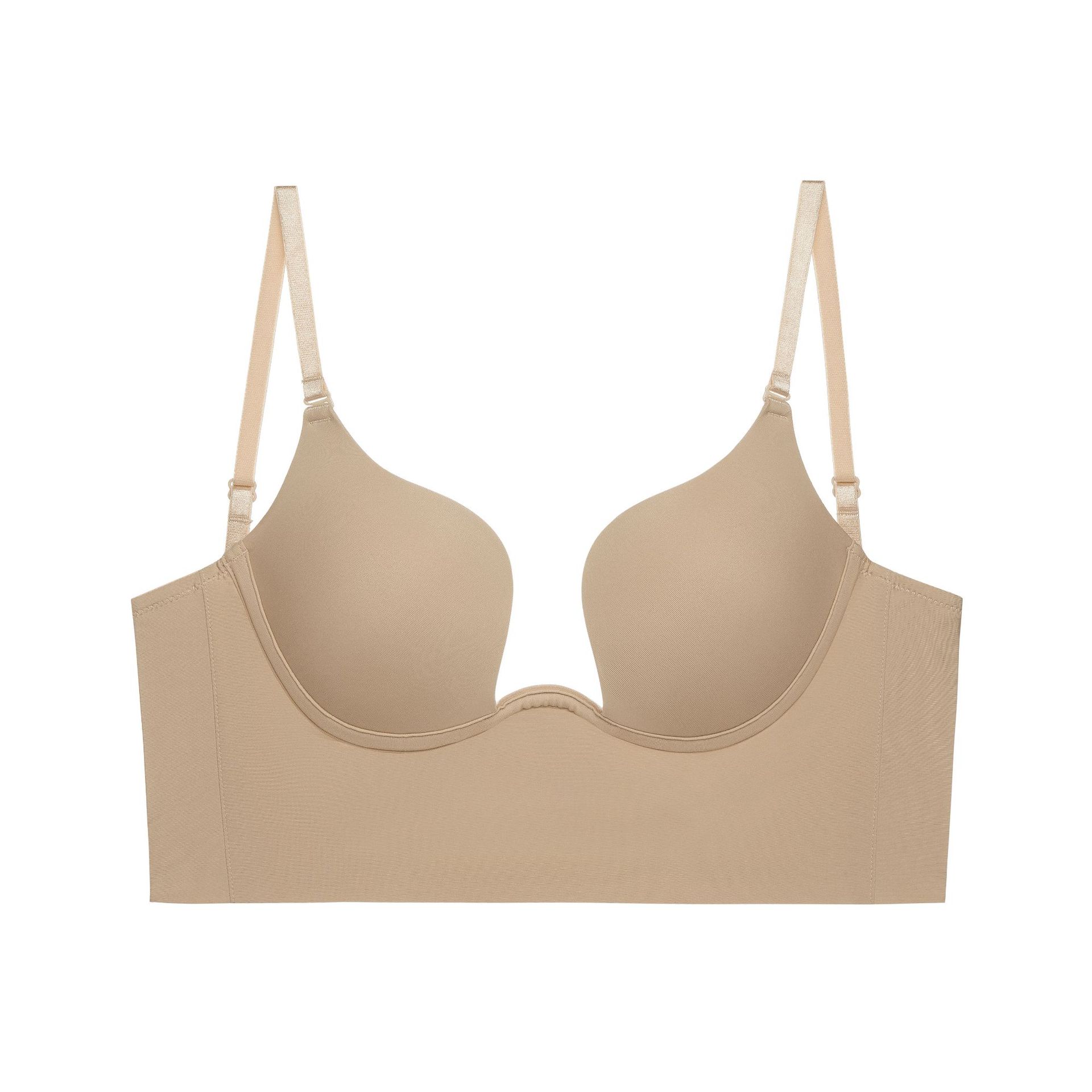 

Новое женское глянцевое бесшовное нижнее белье, сексуальный комплект с бюстгальтером пуш-ап с глубоким U-образным вырезом, летнее невидимое белье с открытой спиной, бюстгальтер с регулируемым ремешком 75B хаки