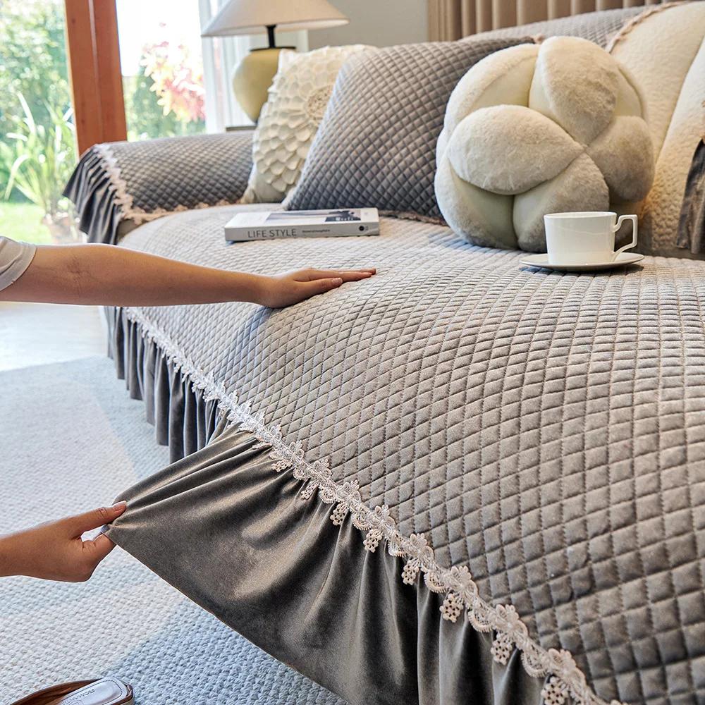 

Чехол для дивана из фланели Four Seasons Universal, подушка для дивана в европейском стиле, однотонная подушка для дивана, нескользящая подушка Hemline 90x70