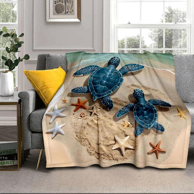 Ocean Love Turtles Blanket Flannel Blanket for Bed, Sofa, Camping, Hiking, Picnic Essentials, Gift for Family Fan Gifts