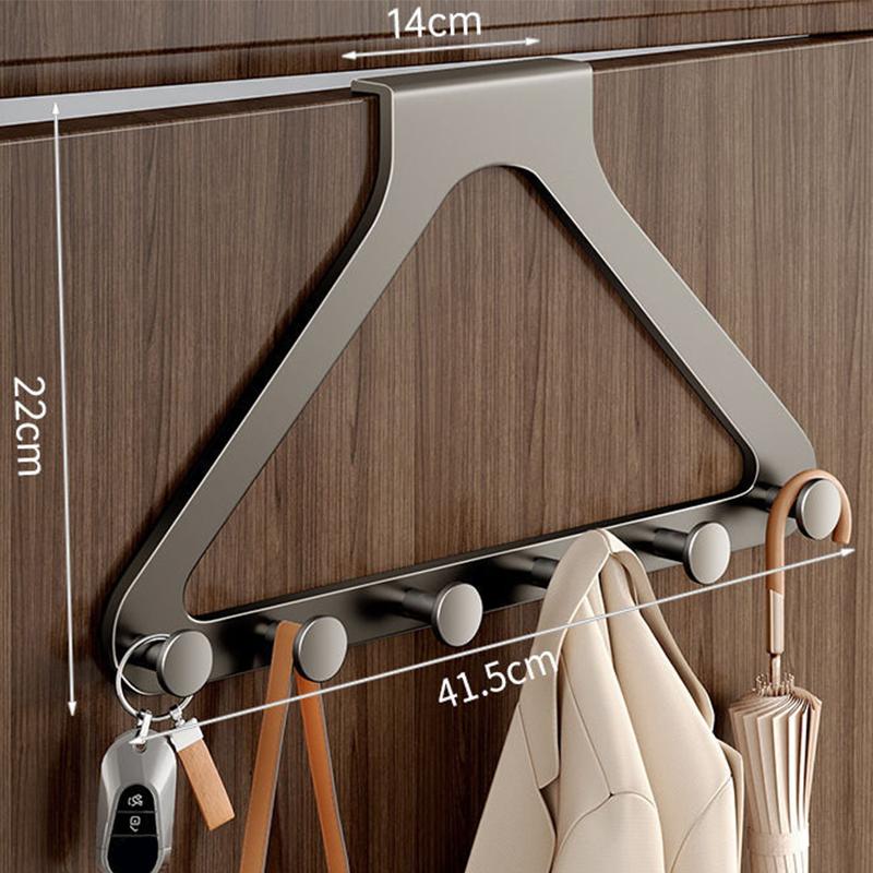 Triangle Over The Door Hooks,Carbon Steel Hanging Organizers Rack With 6 Hooks For Clothes Bags,Door Hanger For Bathroom Kitchen
