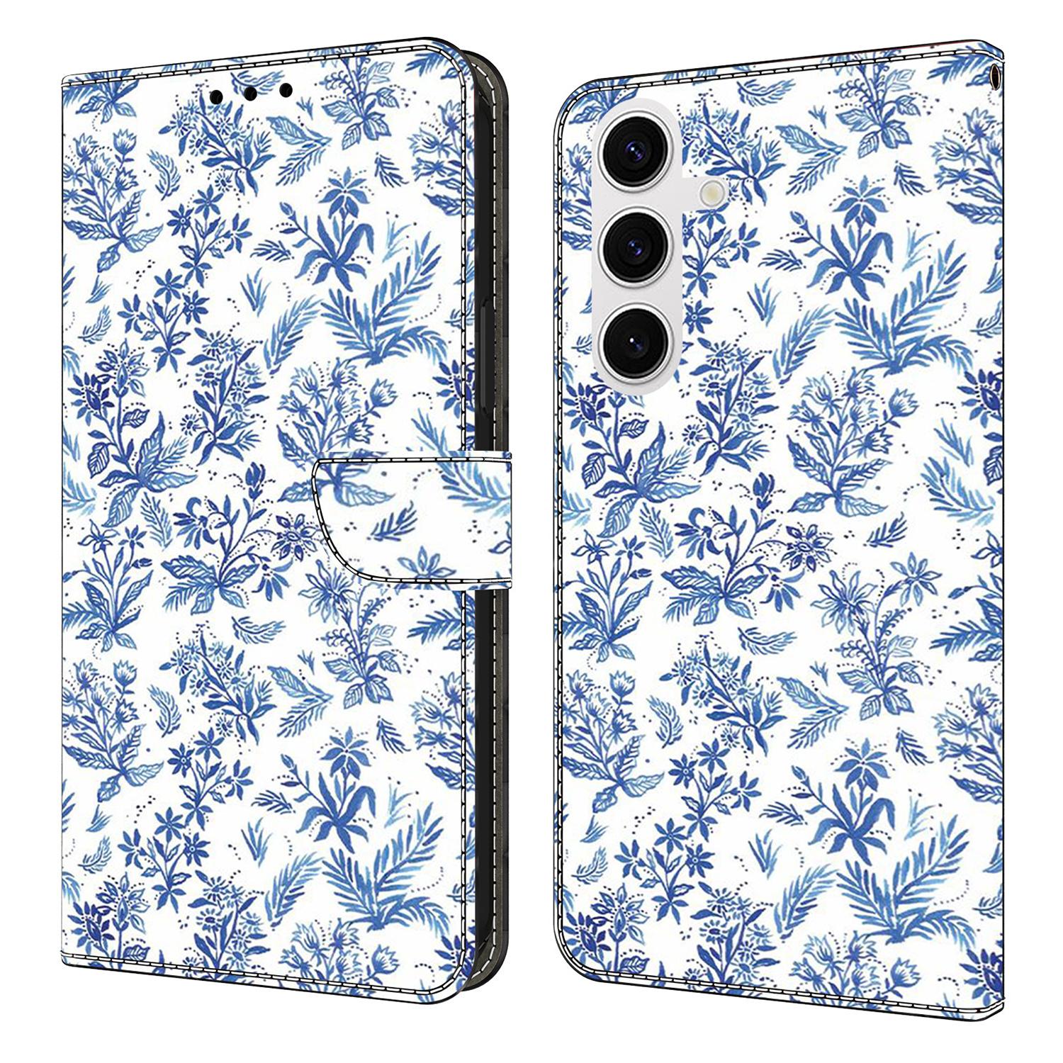 

For Samsung Galaxy S25 Wallet Case Pattern Printing PU Leather Flip Stand Phone Cover Flower Field
