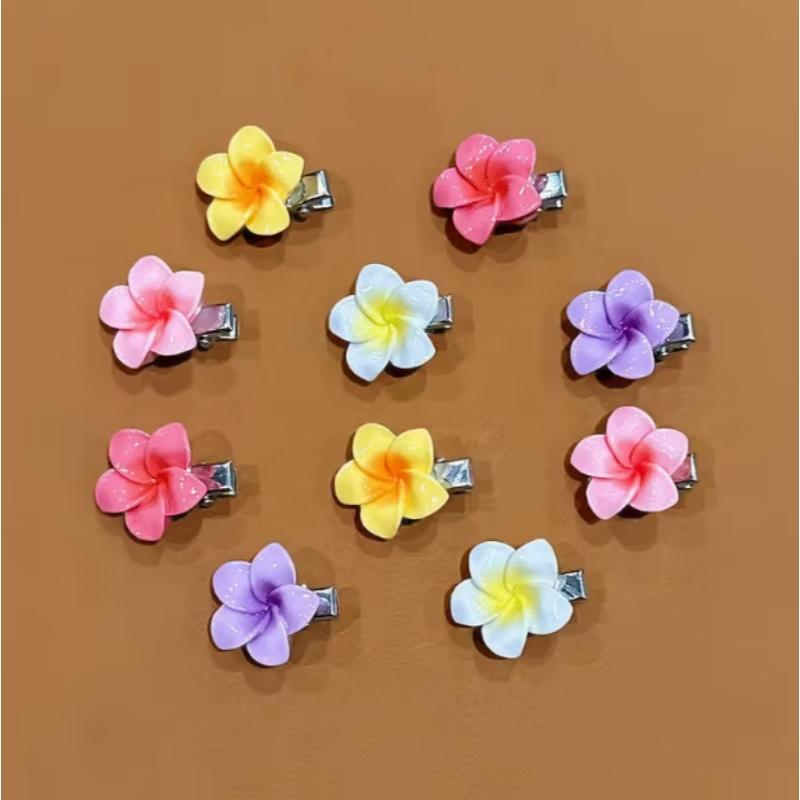 10Pcs Hawaii Sweet Versatile Colorful Flower Hair Clips Mini Flower Hairpins Headwear Perfect For Everyday Hair Accessories
