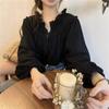 2025 Retro French Bubble Sleeve Ruffle Shirt for Women