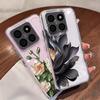 Black Lotus Sunflower Pattern Case For Xiaomi Redmi Note 15 Pro 4G Funda Redmi Note 14 13 Pro 5G Clear TPU Silicone Soft Cover