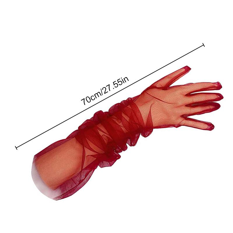 1 Pair Polyester Summer Thin Women's gloves Elegant Long gauze Sunscreen gloves Bridal dress gloves Fashion Dress gloves