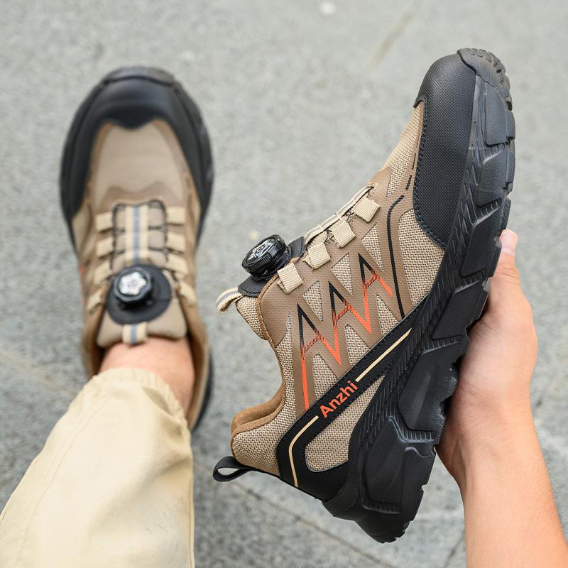 Rotating Button Safety Shoes Men Steel Toe Sneakers Breathable Work Shoes Protective Lightweight Non-slip Black Work Sneakers