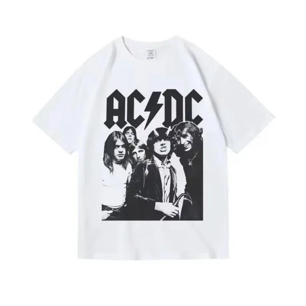 New ACdc Rock Band Cotton Printed Singer Women Men T-shirt High Quality Round Neck Breathable Y2K Short Sleeve 2026 Fan Top