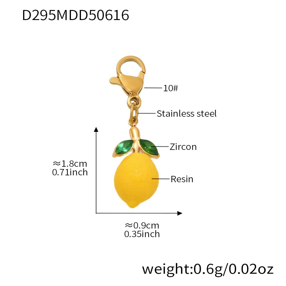 Nivora Resin Fruit Lemon Pendant Necklace For Women Imitation Zircon Stainless Steel Zircon Handmade Strand Beads Choker Zircon