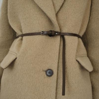 UNNOUT VEGAN LEATHER SKINNY BELT BROWN
