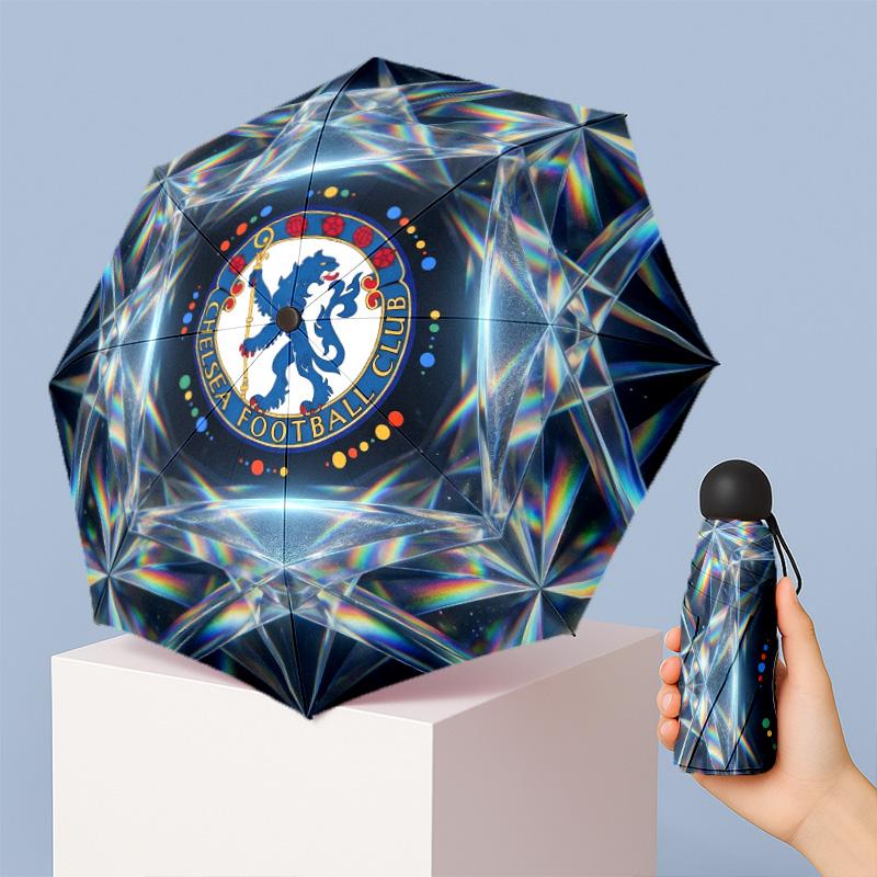 Chelsea FC Pattern Printed Mini 5 Folds 8 Ribs Compact Umbrella Windproof Waterproof Lightweight Portable Folding
