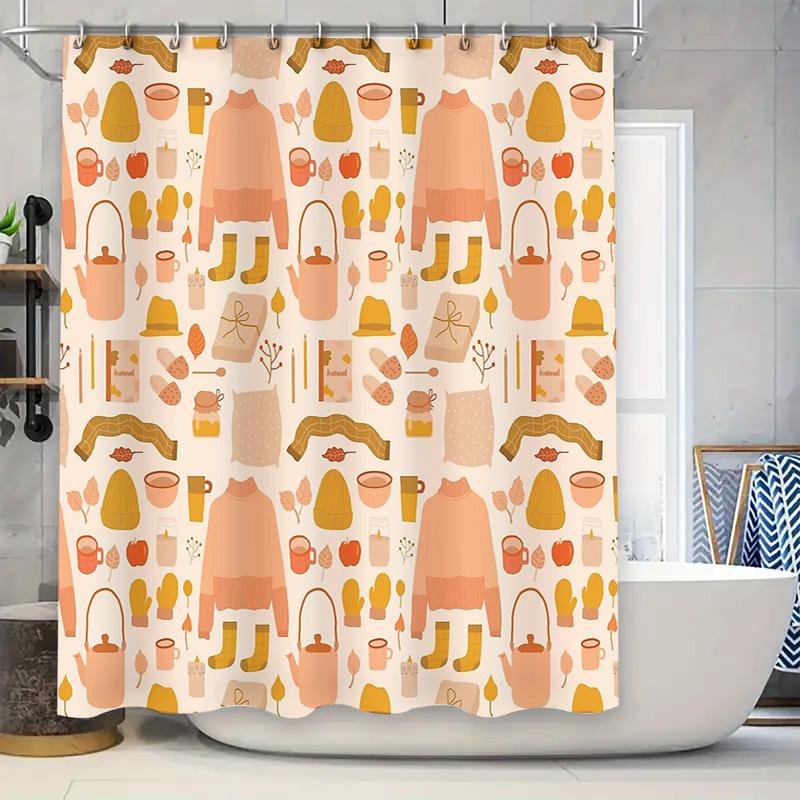 

Shower Curtain Botanical Leaf Pattern Waterproof Fabric Bathroom Decor Vintage Farmhouse Style Shower Liner W60H190(CM)-1 Pcs